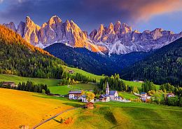 Enjoy 1000 Pieces puzzle: Church in the Dolomites, Italy