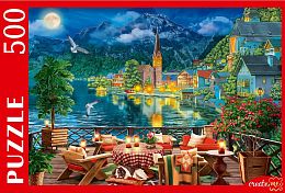 Puzzle Red Cat 500 pieces: Evening by the lake in Hallstatt