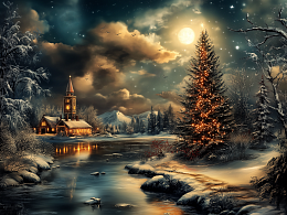 Пазл Алма деревянный 500 деталей. Новый год. Рождество на берегу озера