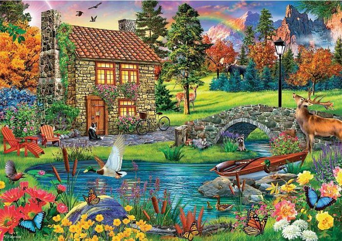 Puzzle Trefl 6000 details: a cottage in the mountains TR65006