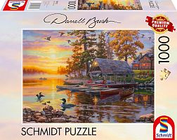 Schmidt 1000 Piece Puzzle: Bush. Boathouse with canoe