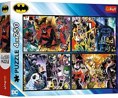 Trefl 4x250 Piece Puzzle: Batman in Action