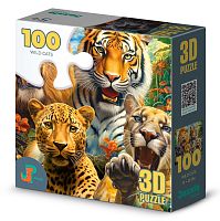 3D Jazzle Puzzle 100 Pieces: Wild Cats