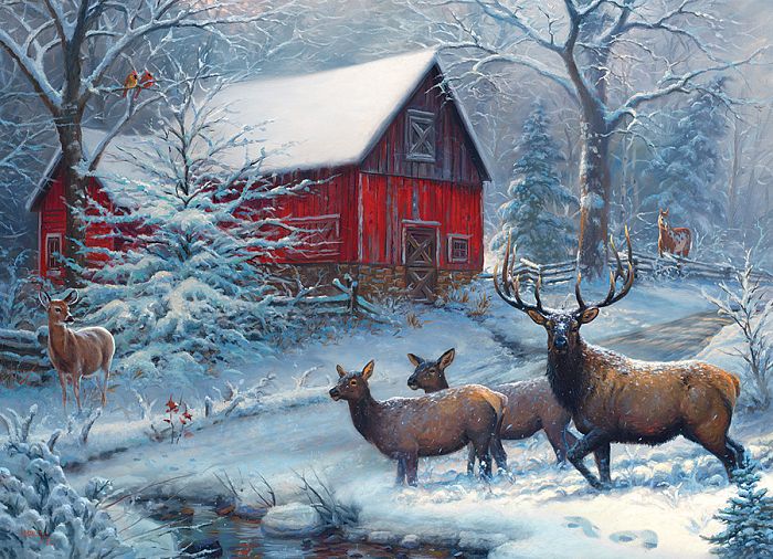 Cobble Hill puzzle 1000 pieces Deer on the edge of winter 80047