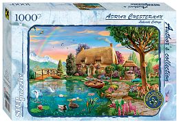 Step puzzle 1000 pieces: Cottage on the lake