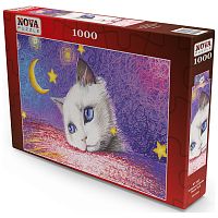 Nova 1000 Pieces Puzzle: Under the stars. The White cat