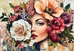 Wooden puzzle with 1000 pieces. The most beautiful. The girl in the garden of time