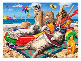 Pintoo Puzzle 1200 pieces: Cats on the beach