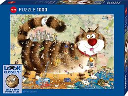 Heye 1000 Piece puzzle: Degano. Take a good look! The cat...