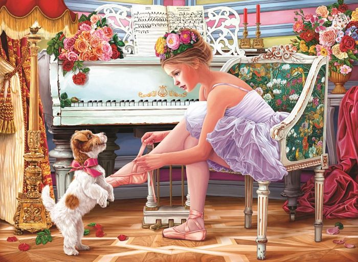 Puzzle Anatolian 1000 pieces: Ballerina with her puppy ANA.1115