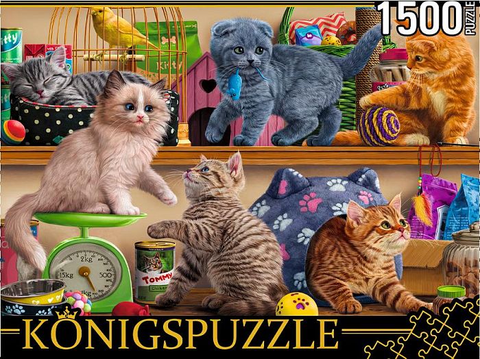 Konigspuzzle puzzle 1500 pieces: Kittens in a pet store ФK1500-3508