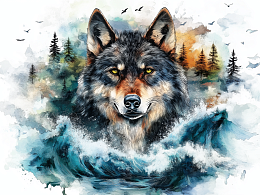 Wooden puzzle with 500 pieces. Wild and cute. The look of a wolf.