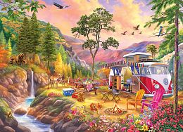 Eurographics 1000 piece puzzle: VW bus. A camping paradise