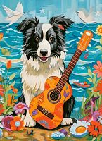 Castorland Puzzle 100 pieces: Collie, guitar and the sea