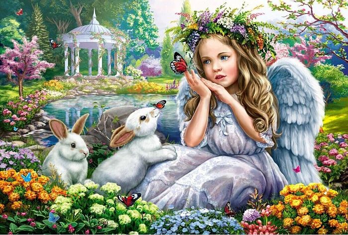 Puzzle TOP Puzzle 500 pieces: Angel and rabbits ХТП500-4238