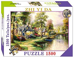 Puzzle Royaumann 1500 details: Village on the river bank