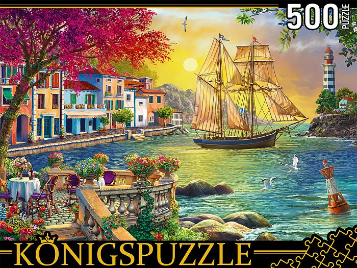 Konigspuzzle puzzle 500 details: Sailboat at the embankment ФП500-8048