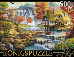 Puzzle Konigspuzzle 500 details: a House near the Waterfall