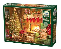 Cobble Hill 1000 Pieces Puzzle: By the fireplace waiting for Christmas