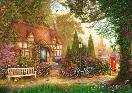 Trefl 1000 Pieces Puzzle: Tea Time. Cottage with a thatched roof