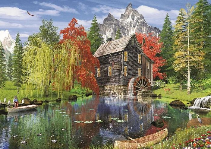 Puzzle Art Puzzle 1500 parts: Fishing near the mill 4550