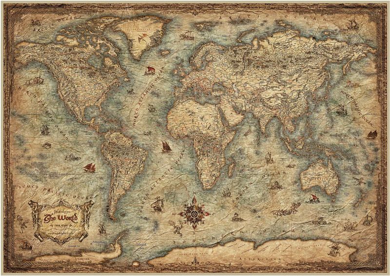 1000 piece puzzle-1746 Map World Planiglobii terrestris mappa universalis  utrumq hemisphærium orient. et occidentale r|V