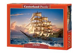 Puzzle 1500 Castorland details: Sailboat at sunset