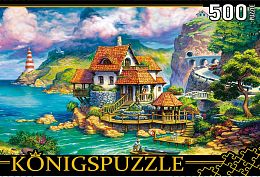 Puzzle Konigspuzzle 500 details: a house by the sea