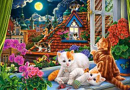 Castorland Puzzle 1500 pieces: Kittens on the roof