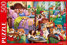 Puzzle Red Cat 500 pieces: Funny Corgi