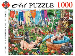 Artpuzzle 1000 Pieces Puzzle: French Bulldogs in the garden