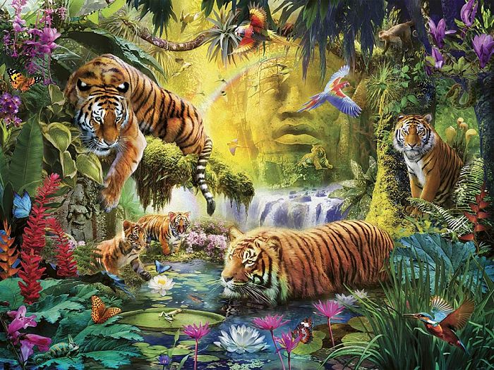 Ravensburger Puzzle 1500 details: Idyll at the watering hole 16005.