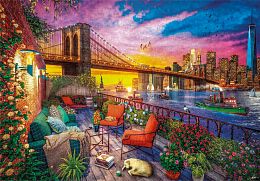 Clementoni 3000 piece puzzle: View from the balcony to the sunset in Manhattan
