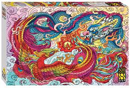 Step puzzle 500 pieces: Dragon and Phoenix