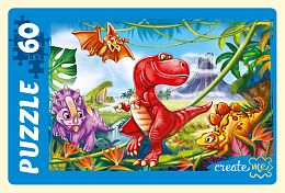 Puzzle Red Cat 60 pieces: The World of dinosaurs