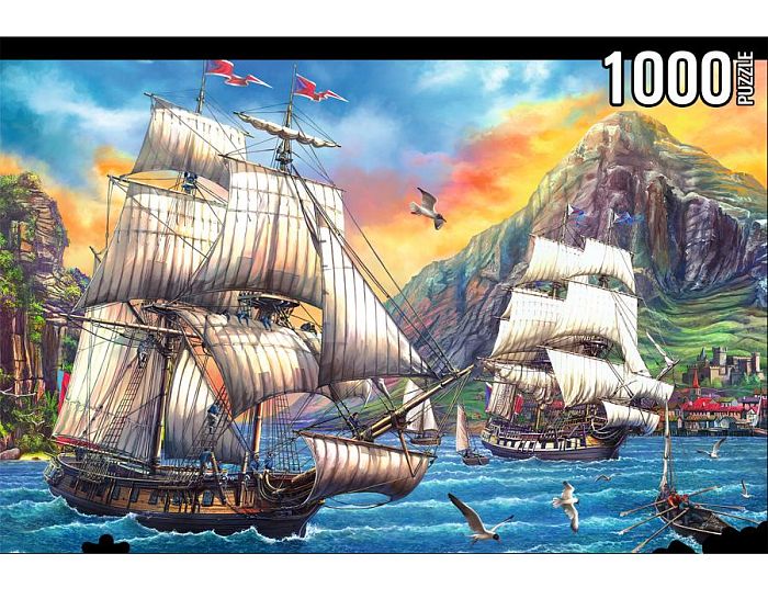 Konigspuzzle 1000 pieces puzzle: Ancient ships at sunset ХK1000-7043
