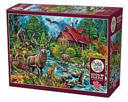 Cobble Hill 2000 Puzzle details: Forest animals by the stream