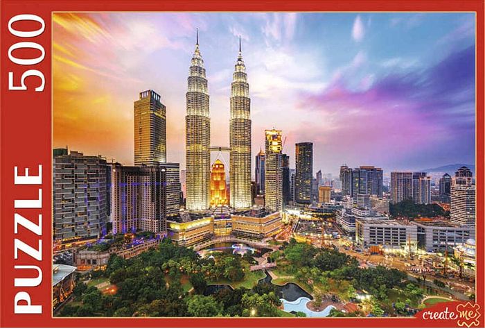 Puzzle Red Cat 500 parts: Malaysia. Petronas Towers at sunset ГИП500-0610