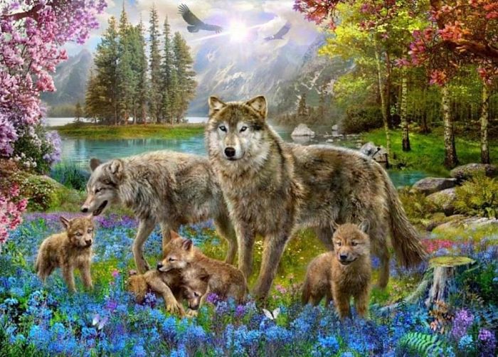 Puzzle Trefl 1000 pieces: Family of wolves TR10558