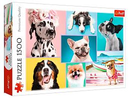 Trefl puzzle 1500 details: Cute dogs, collage