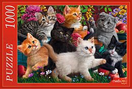 Puzzle Red Cat 1000 details: Kittens in the garden