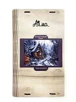 Wooden puzzle with 500 pieces. Fabulous houses. A cottage in a winter fairy tale