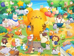 Pintoo puzzle 1200 pieces: mousebox. Puzzle party in the garden