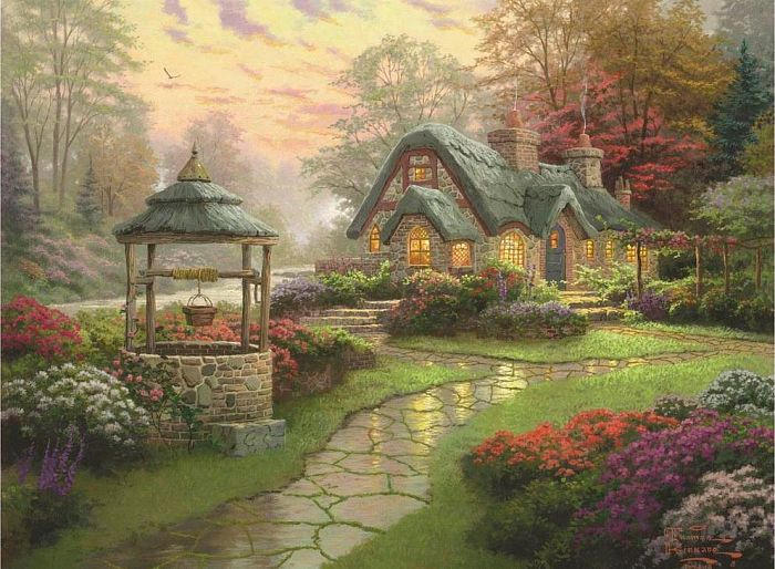 Schmidt puzzle 1000 pieces, Thomas kinkade. House at the well 58463