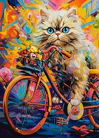 Castorland Puzzle 180 pieces: A cat on a bicycle