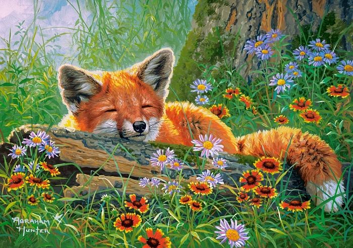 Castorland 500 pieces Puzzle: A fox in flowers B-53872