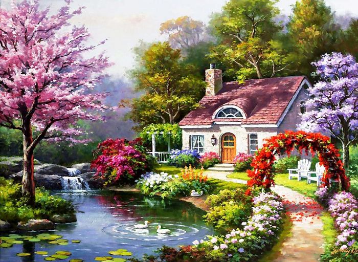 Anatolian 1500-piece puzzle: Spring Cottage in full bloom ANA.4556