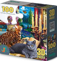 3D Jazzle Puzzle 100 pieces: Cats by Candlelight