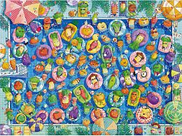 Pintoo 1200-piece puzzle: CAT & CHAN Art Studio. Colorful summer pool