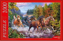 Jigsaw Red cat 1000 items: a Herd of Horses In the Mountains